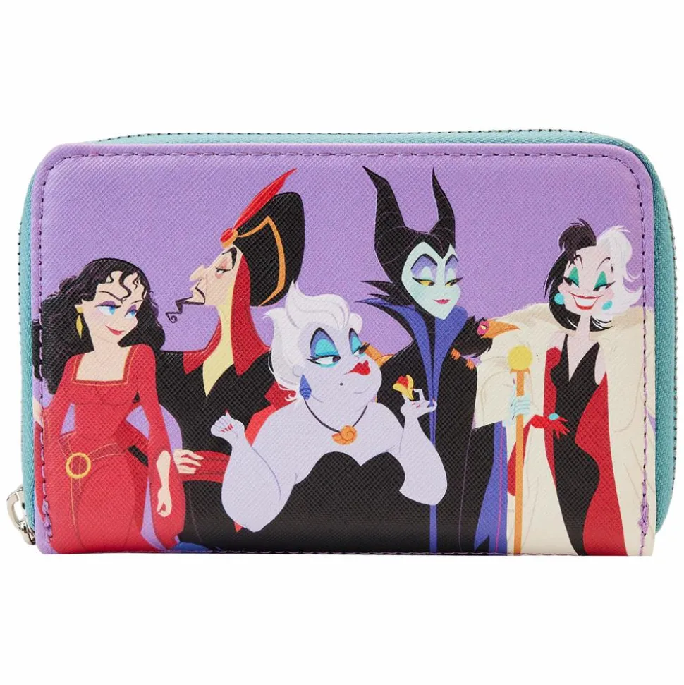 Disney Villains - Color Block 4” Faux Leather Zip-Around Wallet