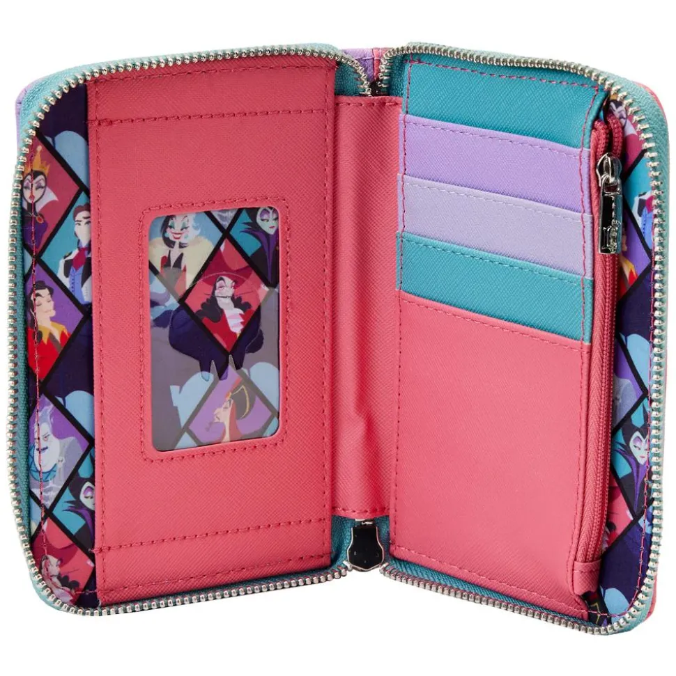 Disney Villains - Color Block 4” Faux Leather Zip-Around Wallet