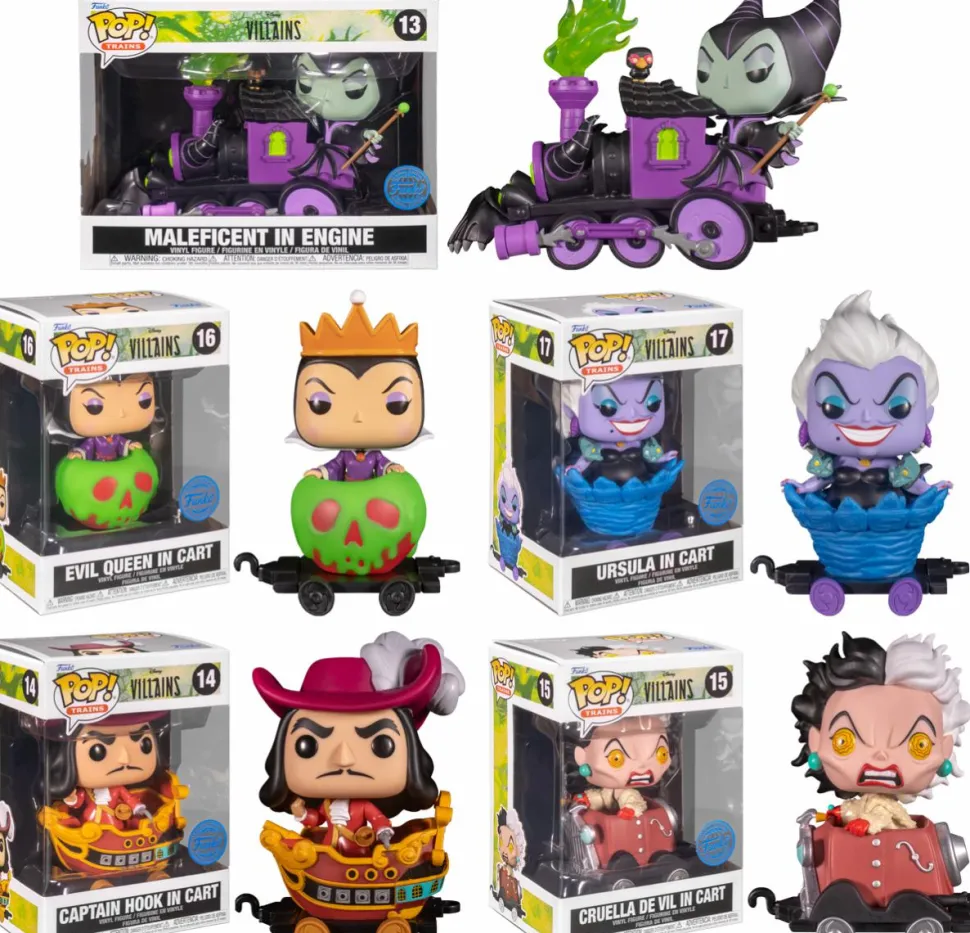 Disney Villains - Train Engine & Carts Pop! Vinyl Figure Bundle (Funko / Popcultcha Exclusive) (Set of 5)