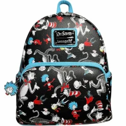 Dr. Seuss - Cat in the Hat Print 10” Faux Leather Mini Backpack