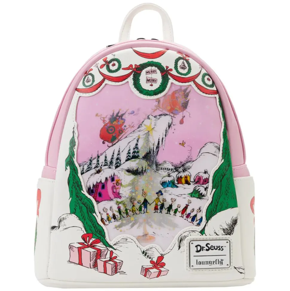 Dr. Seuss - The Grinch Lenticular Scene 10” Faux Leather Mini Backpack