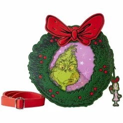 Dr. Seuss - The Grinch Wreath Lenticular 9" Faux Leather Crossbody Bag