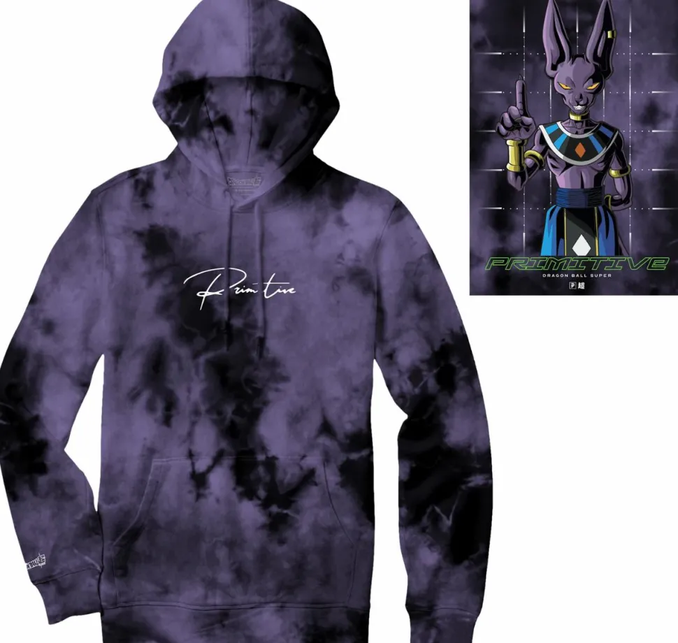 Dragon Ball Super - DBS x Primitive Shadow Beerus Washed Purple Sweatshirt Hoodie