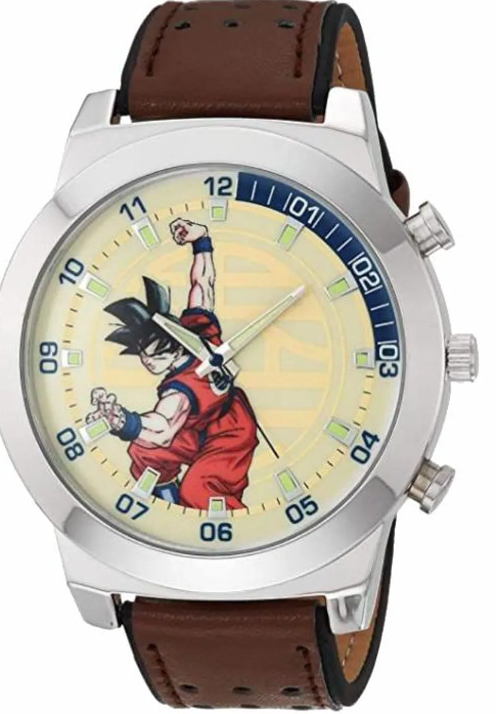 Dragon Ball Z - Goku Character Detail Brown Faux Leather Band Watch (One-Size)