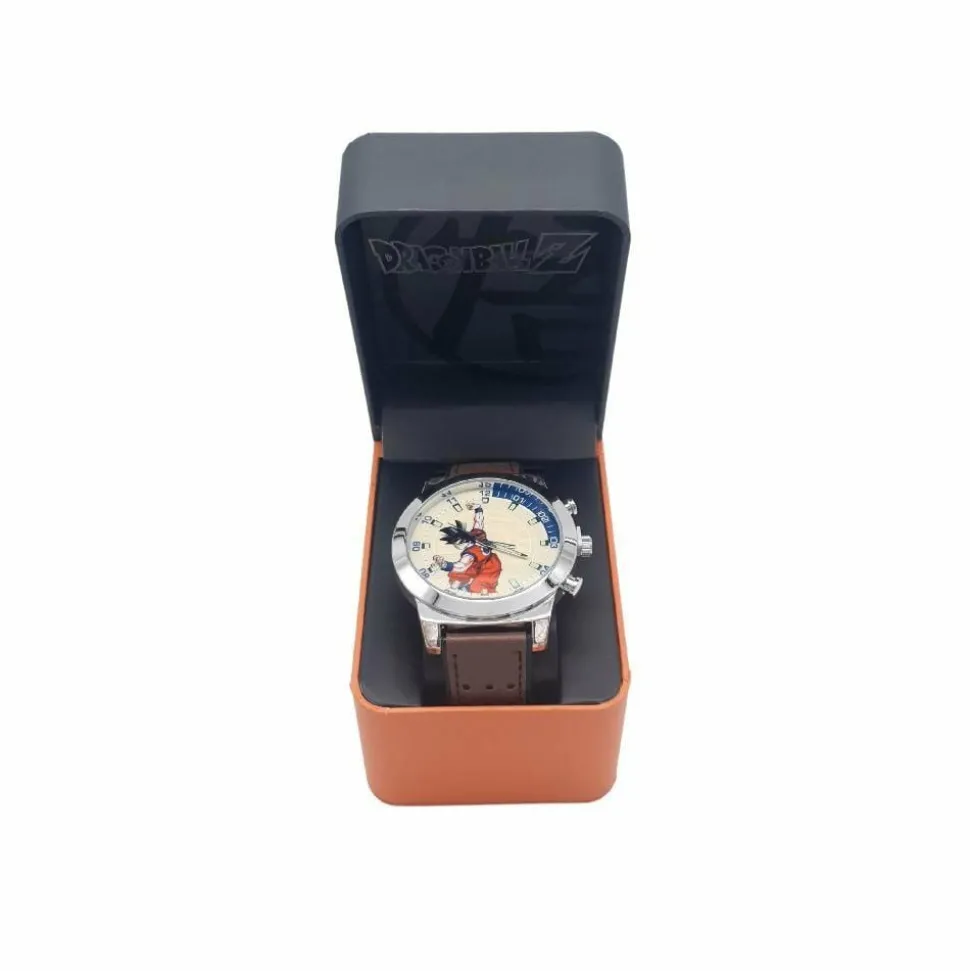 Dragon Ball Z - Goku Character Detail Brown Faux Leather Band Watch (One-Size)
