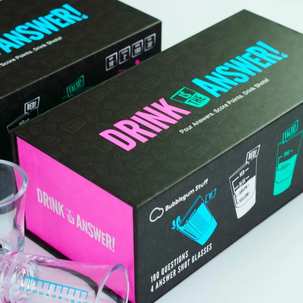 Drink is the Answer - Pour Answers. Score Points. Drink Shots! Party Game