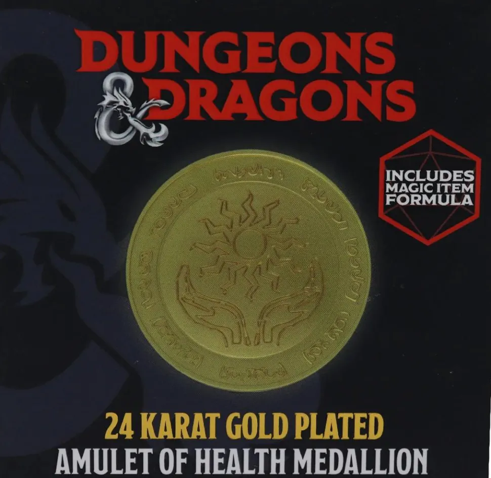 Dungeons & Dragons - Amulet of Health Medallion 24K Gold Plated Metal Replica
