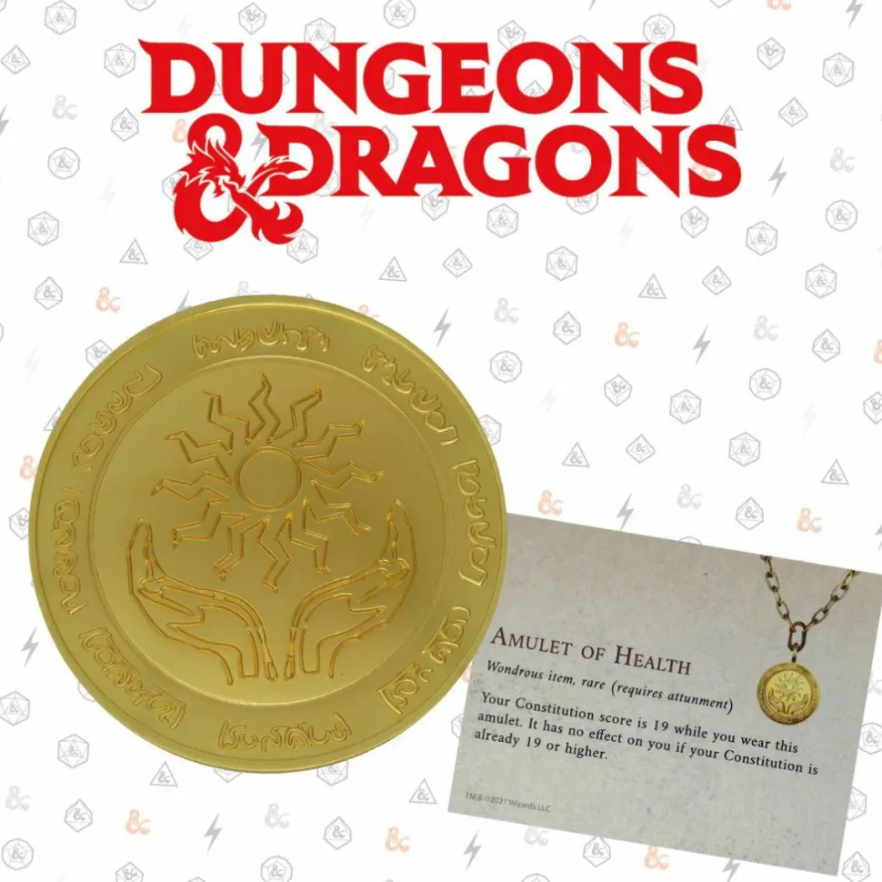 Dungeons & Dragons - Amulet of Health Medallion 24K Gold Plated Metal Replica