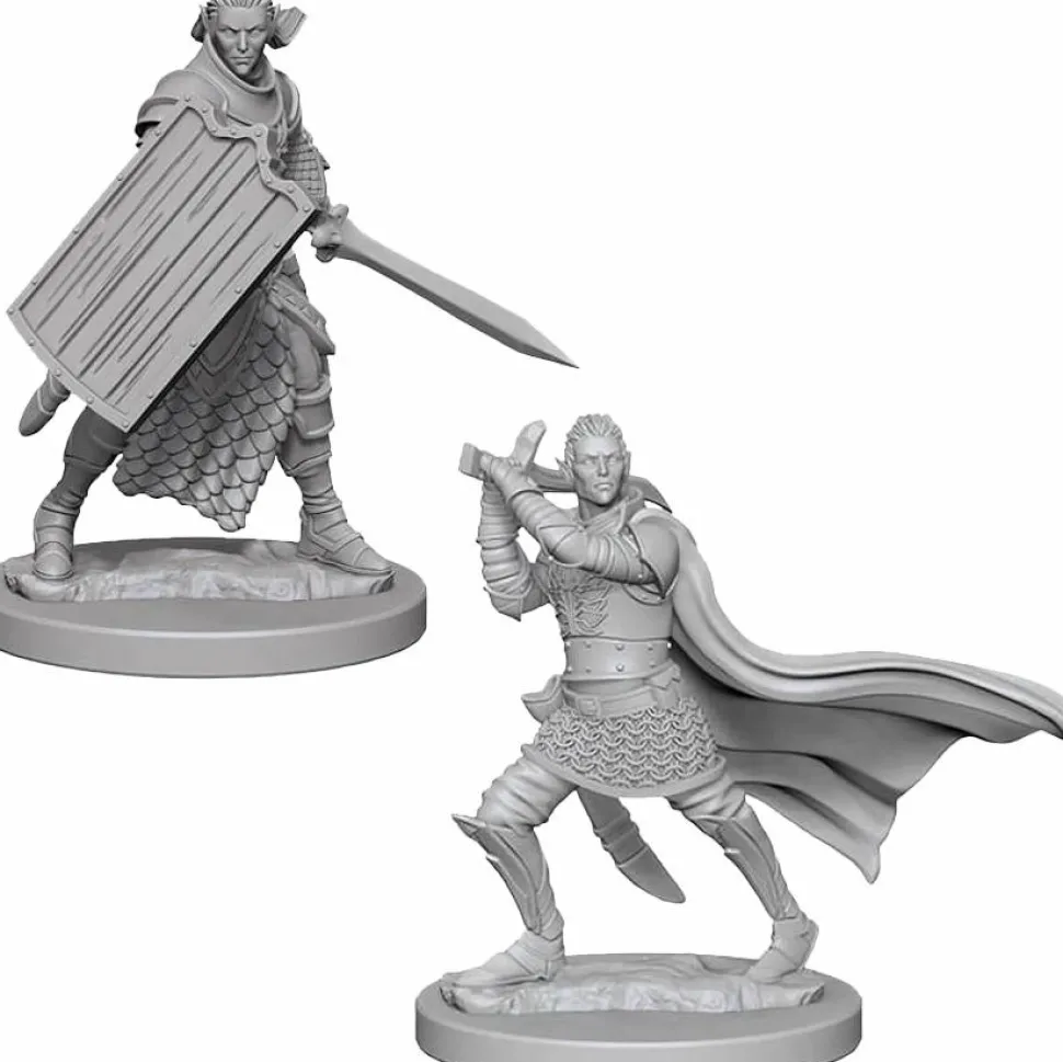 Dungeons and Dragons - Deep Cuts Unpainted Minis Elf Male Paladin Miniature Figure 2-Pack
