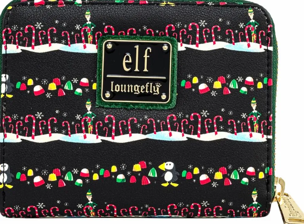 Elf - Candy Cane Print 5” Faux Leather Zip-Around Wallet