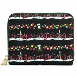 Elf - Candy Cane Print 5” Faux Leather Zip-Around Wallet