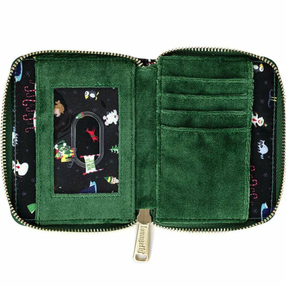 Elf - Candy Cane Print 5” Faux Leather Zip-Around Wallet