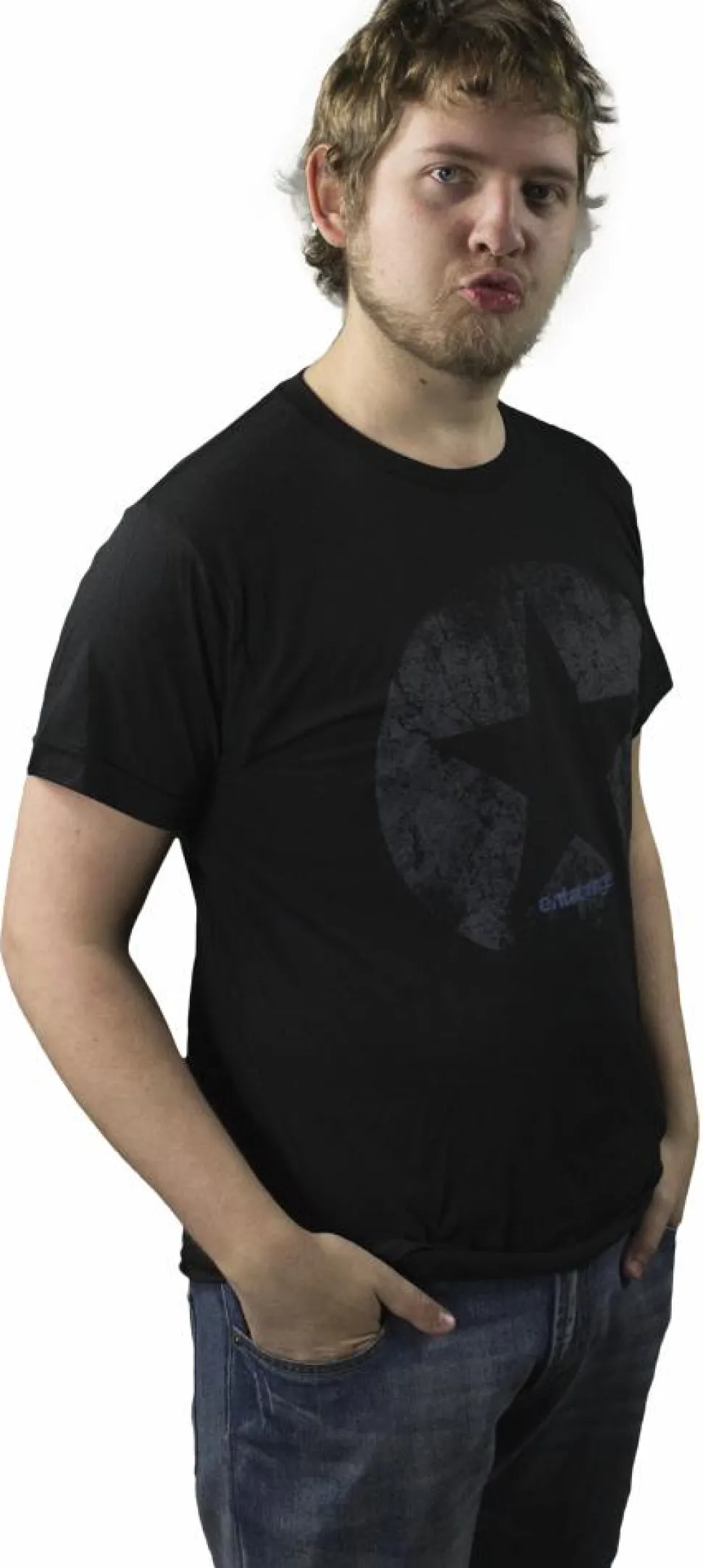 Entourage - Star Black Blend Male Distressed T-Shirt