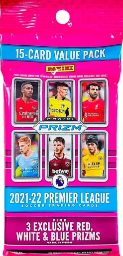 EPL Premier League Football (Soccer) - 2021/22 Panini Prizm Soccer Trading Cards Fat Pack Box (Display of 12)