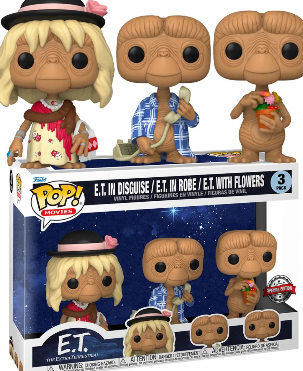 E.T. The Extra-Terrestrial - E.T with Flowers, Flannel Robe & Disguise Pop! Vinyl Figure 3-Pack