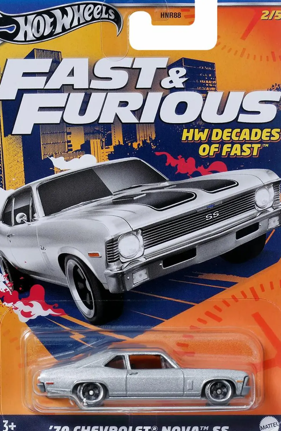 F9: The Fast Saga - 1970 Chevrolet Nova SS Hot Wheels Decades of Fast 1/64th Scale Die-Cast Vehicle Replica