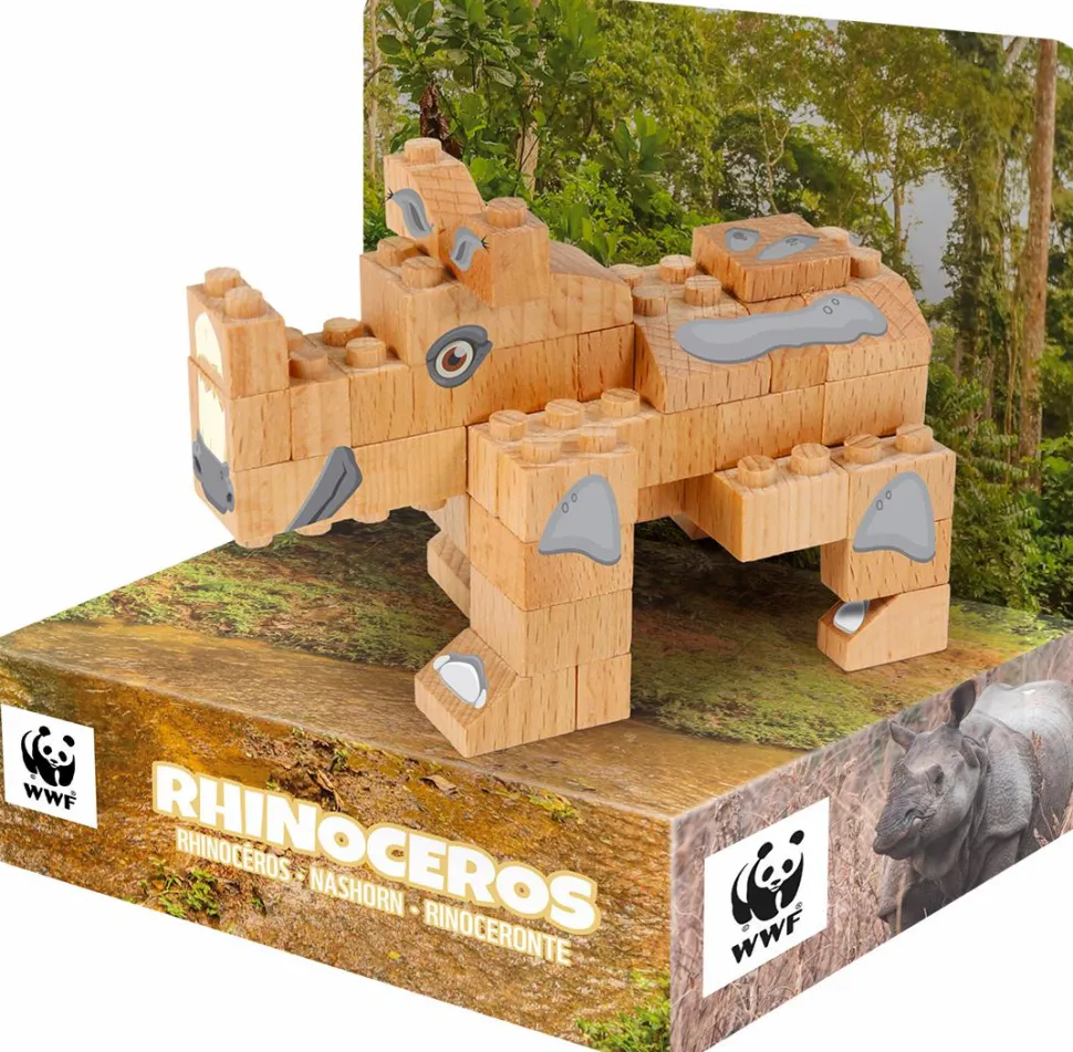 FabBrix - WWF Rhinoceros Wooden Brick Set