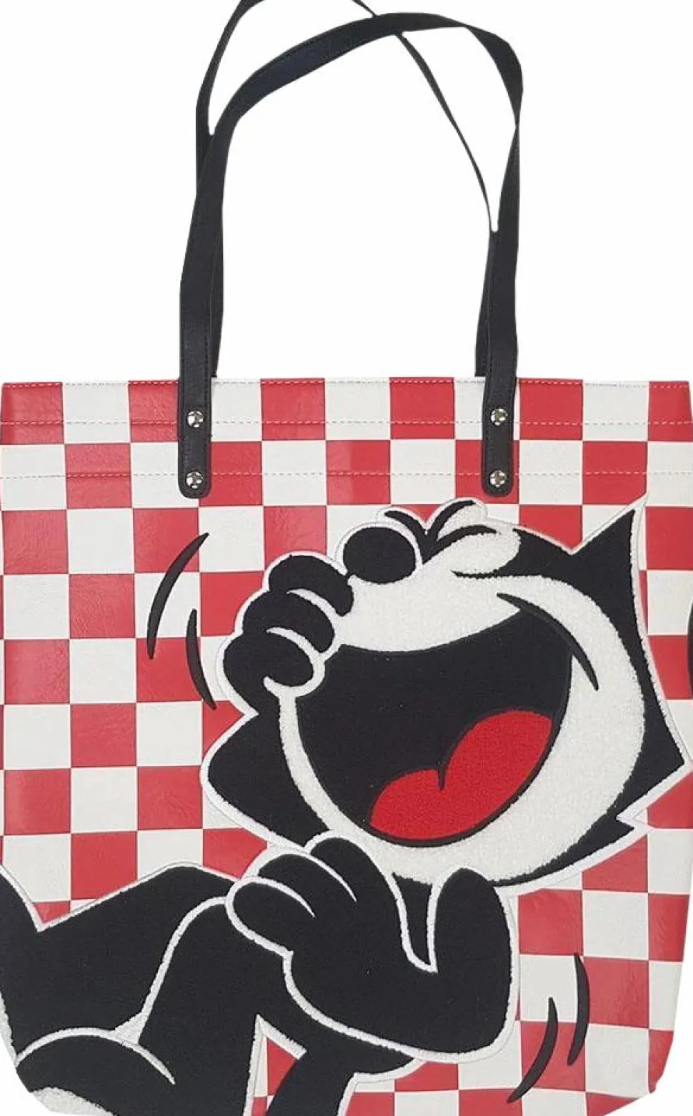 Felix the Cat - Red Check 15” Faux Leather Tote Bag