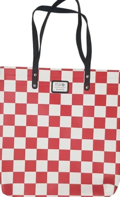 Felix the Cat - Red Check 15” Faux Leather Tote Bag