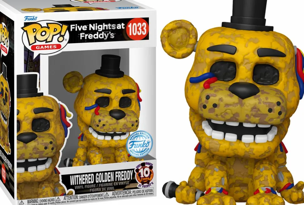 Five Nights at Freddy's: 10th Anniversary - Withered Golden Freddy Pop! Vinyl Figure