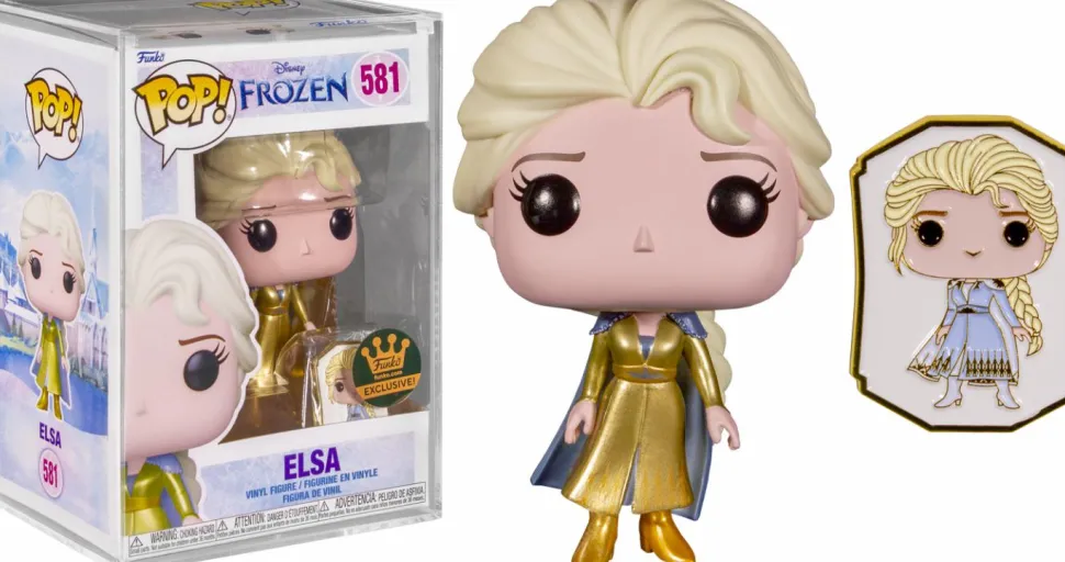 Frozen - Elsa Gold Ultimate Princess Pop! Vinyl Figure with Enamel Pin in Acrylic Pop! Protector (Funko / Popcultcha Exclusive)