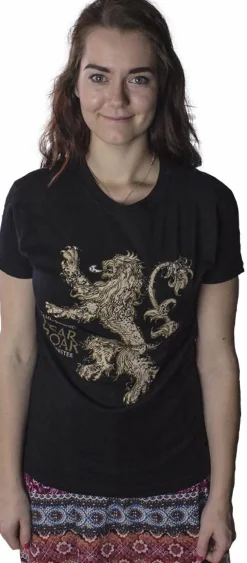 Game of Thrones - Lannister Hear Me Roar Black Female T-Shirt