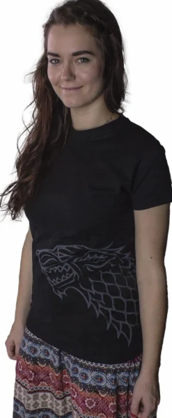 Game of Thrones - Stark Distressed Sigil Black Female T-Shirt