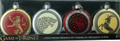 Game of Thrones - Stark, Lannister, Targaryen and Baratheon Shield 80mm Flat Disc Christmas Ornaments (Set of 4)