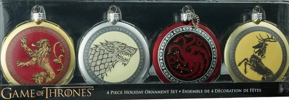 Game of Thrones - Stark, Lannister, Targaryen and Baratheon Shield 80mm Flat Disc Christmas Ornaments (Set of 4)