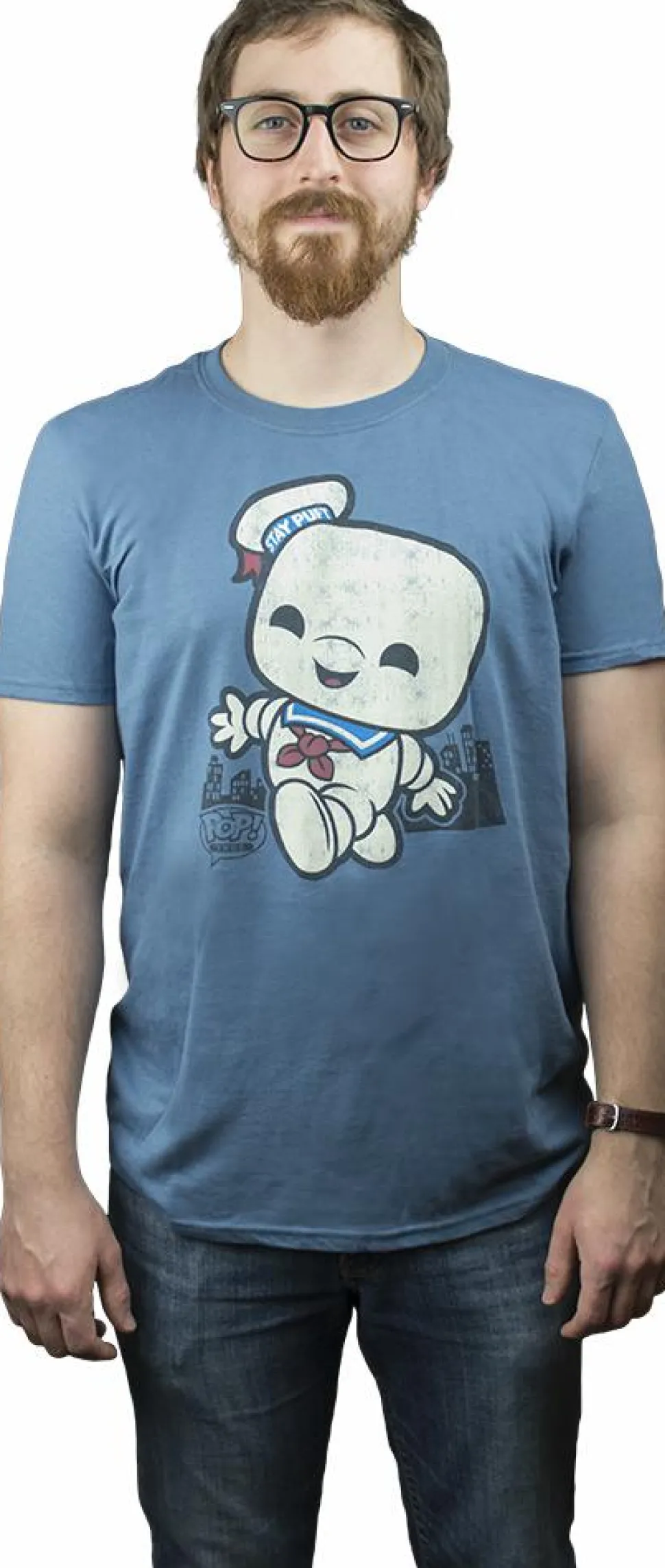 Ghostbusters - Stay Puft Marshmallow Man Pop! Tees Mens Indigo T-Shirt