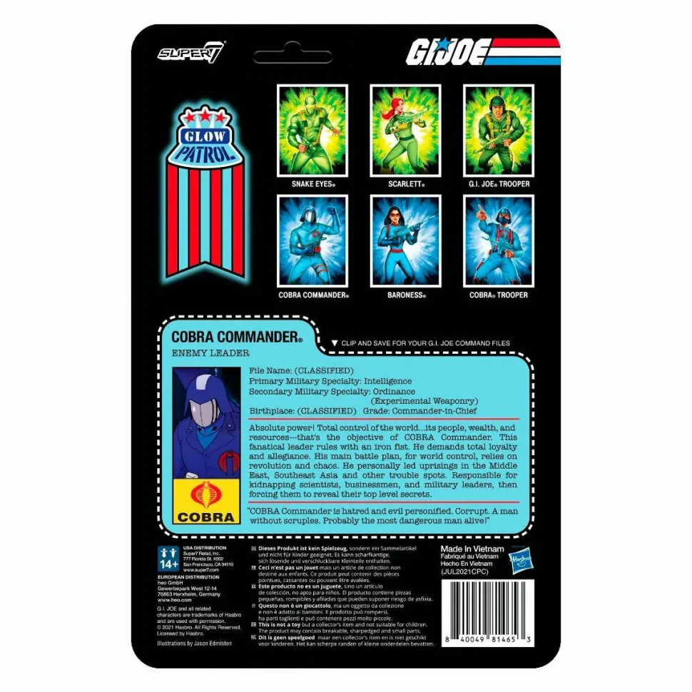 G.I. Joe - Cobra Commander Glow Patrol Glow-in-the-Dark ReAction 3.75” Action Figure