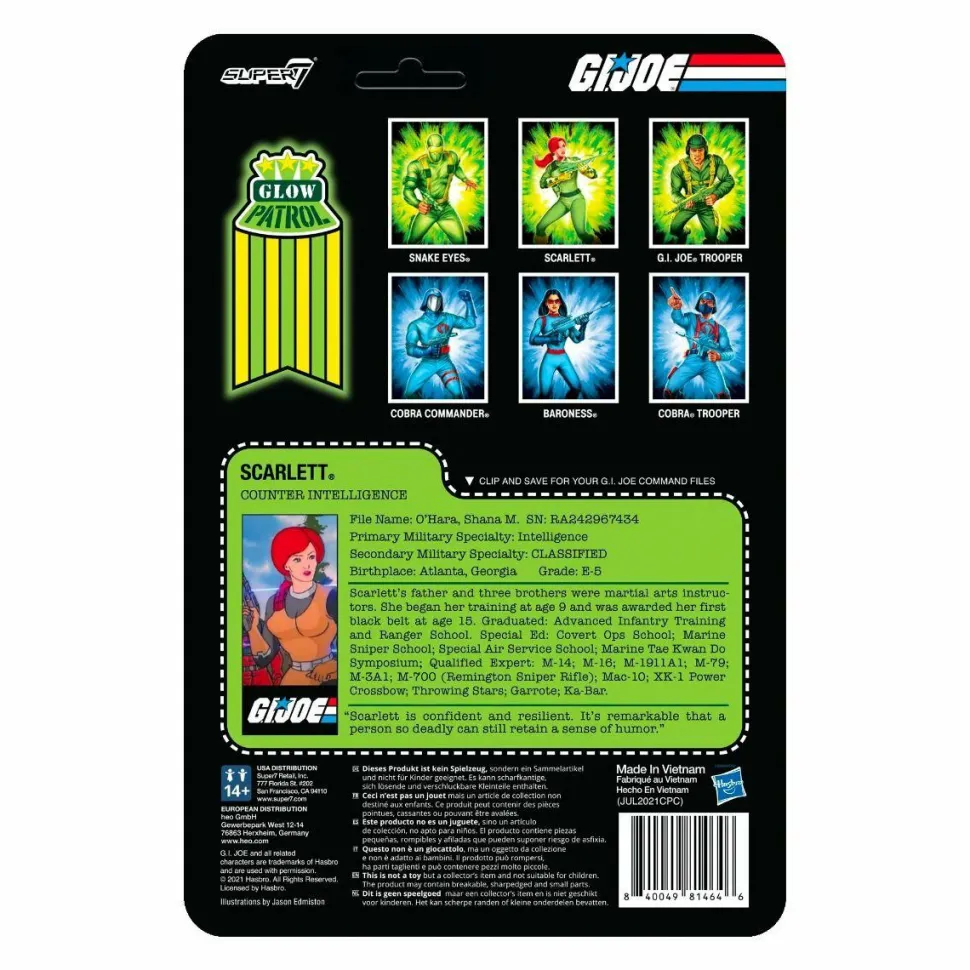 G.I. Joe - Scarlett Glow Patrol Glow-in-the-Dark ReAction 3.75” Action Figure