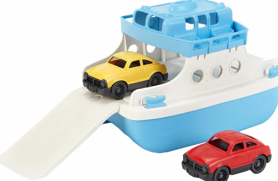 Green Toys - Ferry Boat with Two Cars (Red Car and Yellow Car)