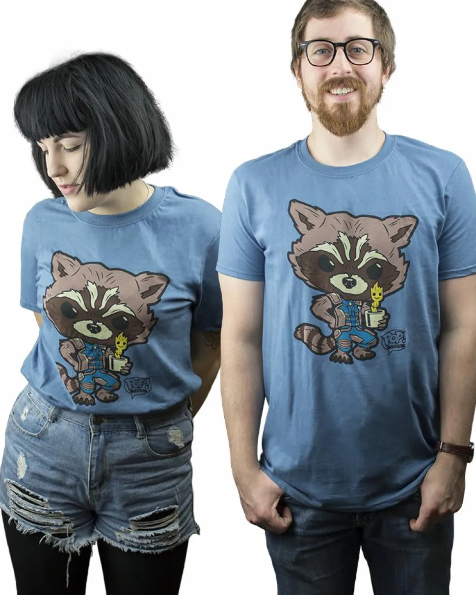 Guardians of the Galaxy - Rocket and Groot Pop! Tees Mens Indigo T-Shirt