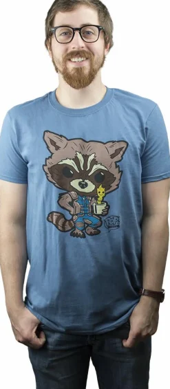 Guardians of the Galaxy - Rocket and Groot Pop! Tees Mens Indigo T-Shirt