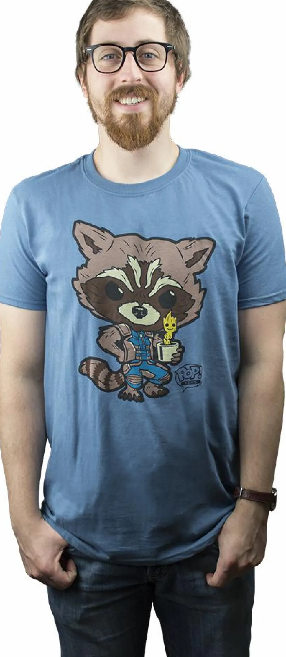 Guardians of the Galaxy - Rocket and Groot Pop! Tees Mens Indigo T-Shirt