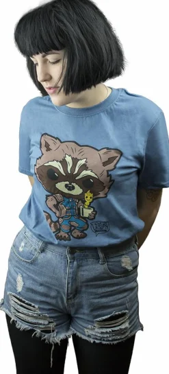 Guardians of the Galaxy - Rocket and Groot Pop! Tees Mens Indigo T-Shirt