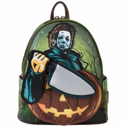 Halloween - Michael Myers Pumpkin Glow in the Dark 10" Faux Leather Mini Backpack with Coin Purse