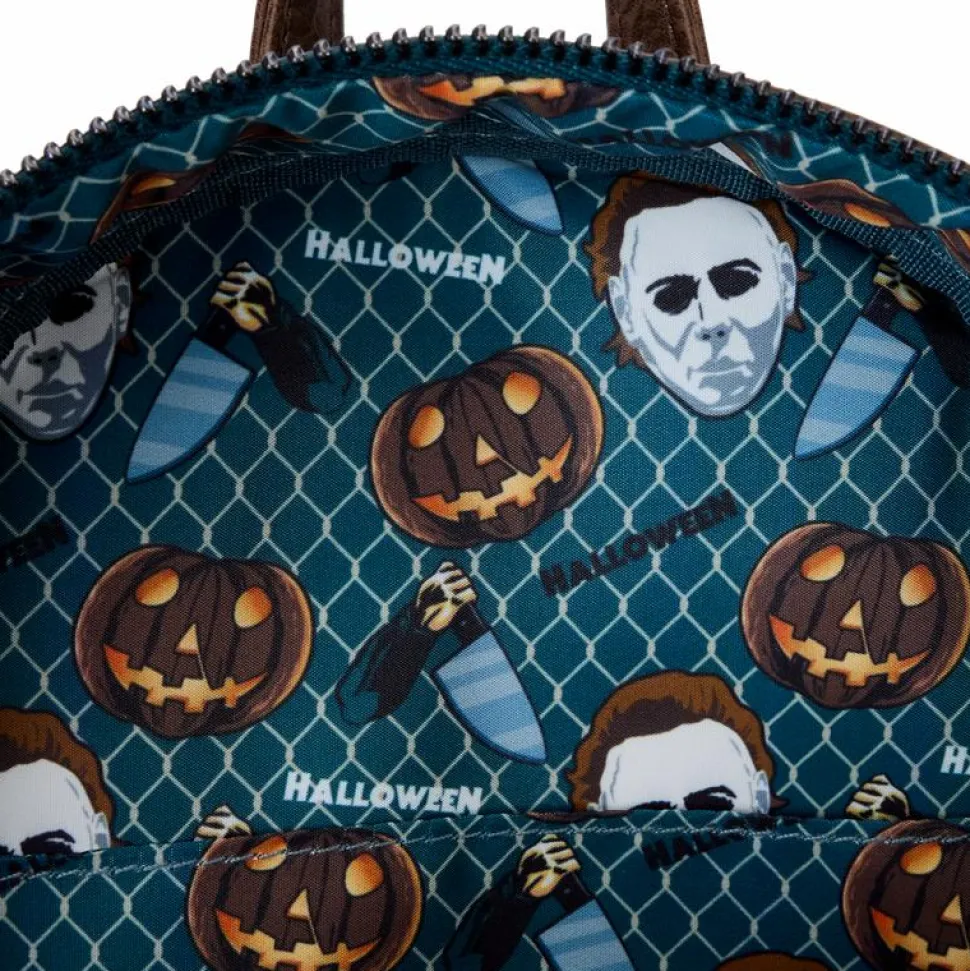 Halloween - Michael Myers Pumpkin Glow in the Dark 10" Faux Leather Mini Backpack with Coin Purse
