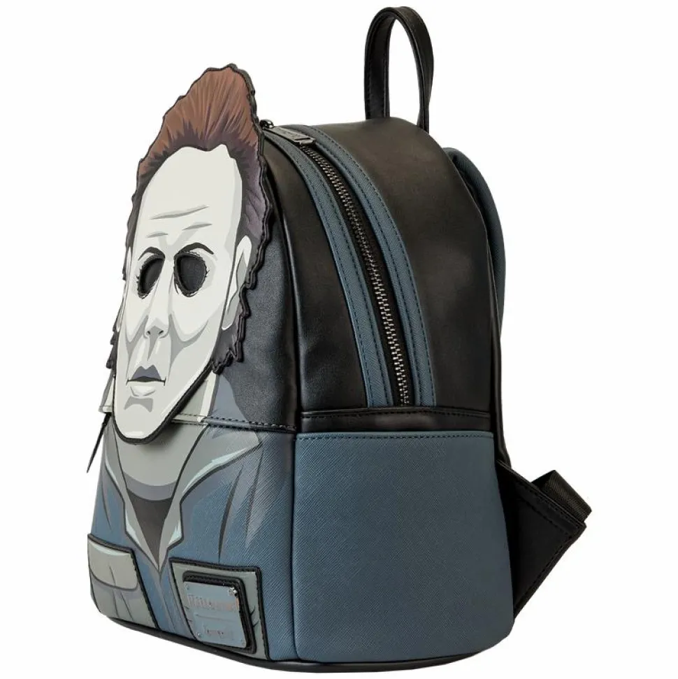 Halloween - Michael Myers Mask Cosplay Glow in the Dark 10" Faux Leather Mini Backpack