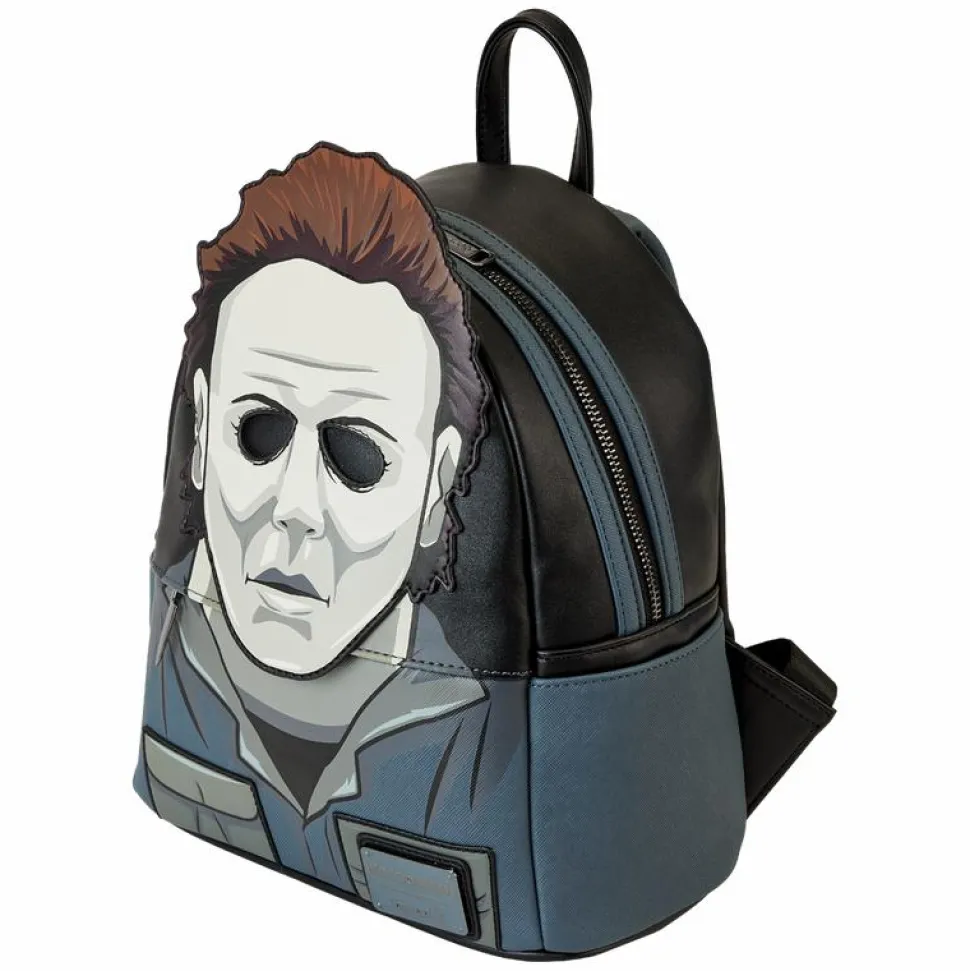 Halloween - Michael Myers Mask Cosplay Glow in the Dark 10" Faux Leather Mini Backpack