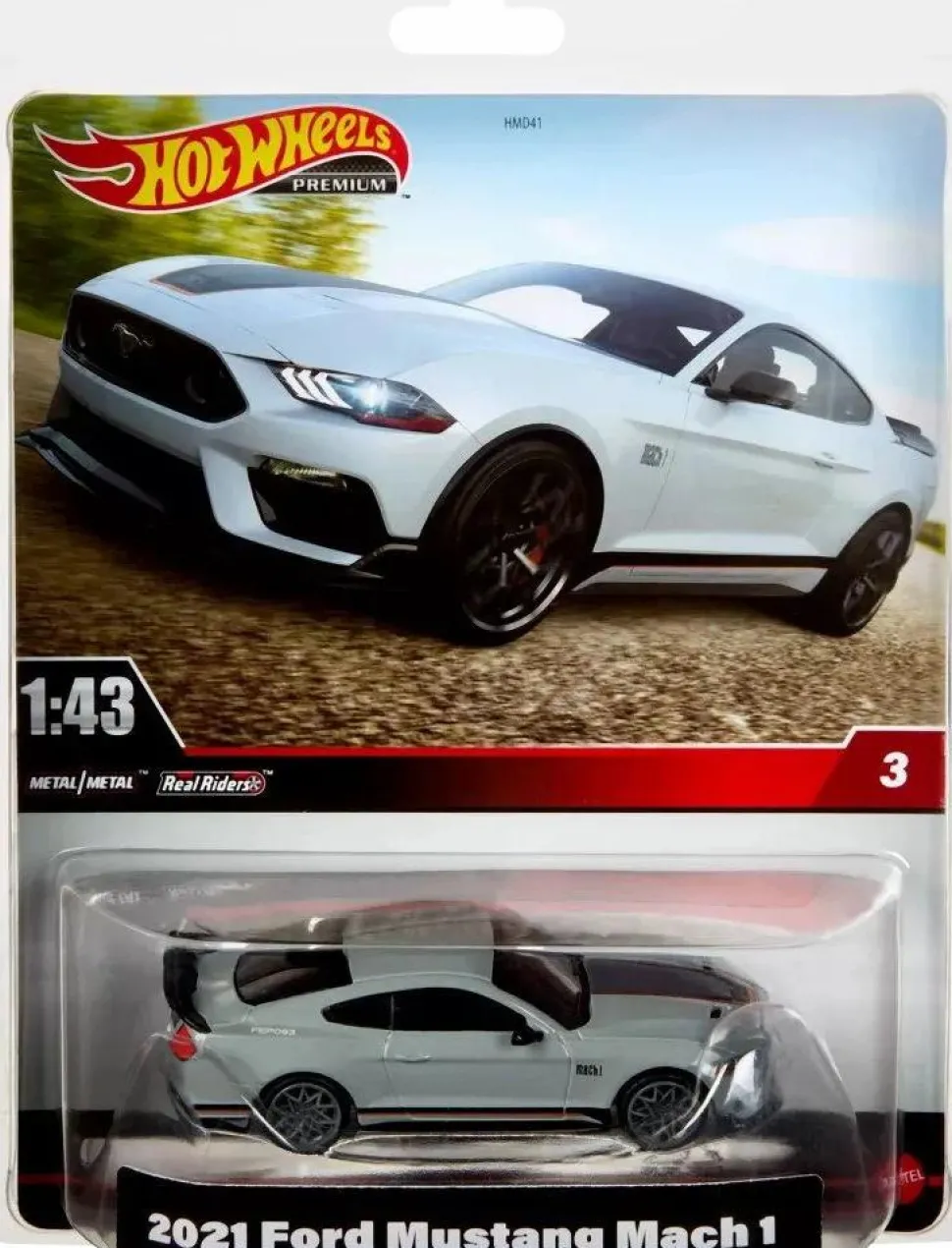 Hot Wheels - 2021 Ford Mustang Mach 1 Hot Wheels Premium Real Riders 1/43rd Scale Die-Cast Vehicle Replica