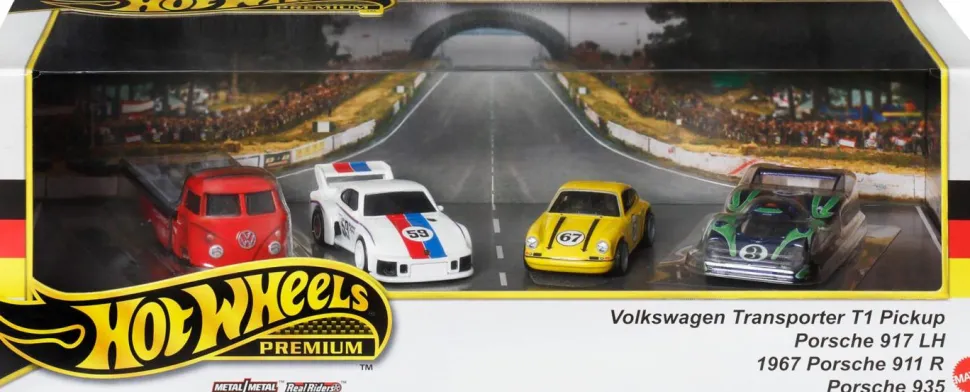 Hot Wheels - German Racers Hot Wheels Premium Collector Set Real Riders 1/64th Scale Die-Cast Vehicle Replica 4-Pack