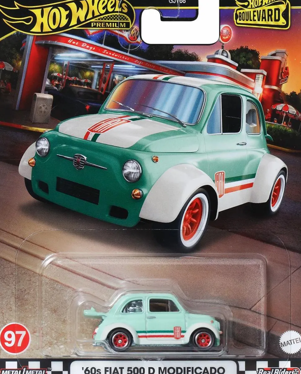 Hot Wheels - 1960's Fiat 500 D Modificado Hot Wheels Premium Boulevard Real Riders 1/64th Scale Die-Cast Vehicle Replica