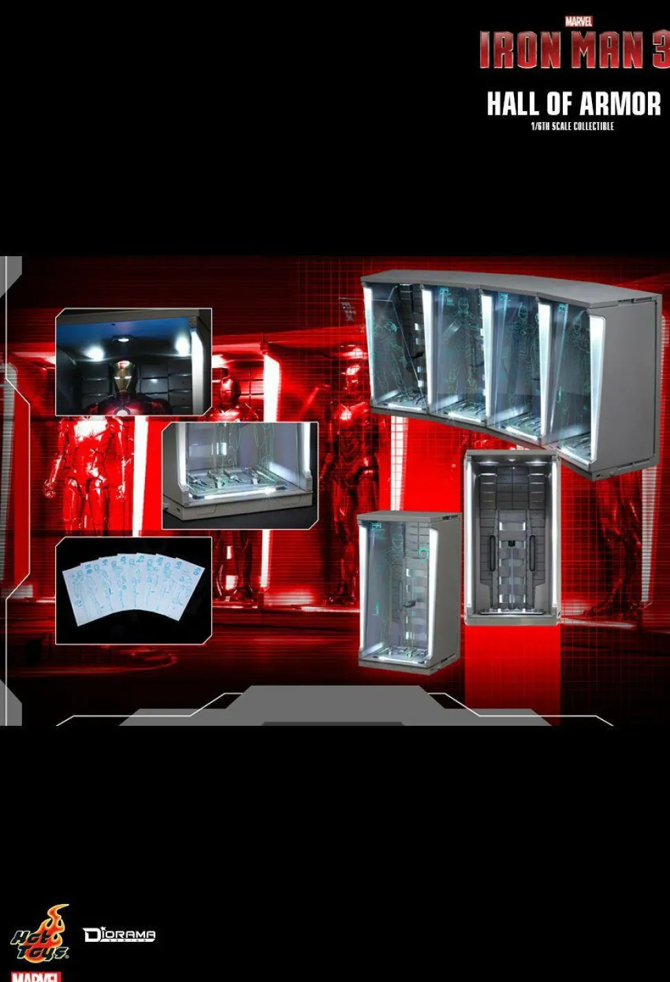 Iron Man 3 - Hall of Armor 1/6th Scale Hot Toys Action Figure Diorama Accessory (Set of 4)