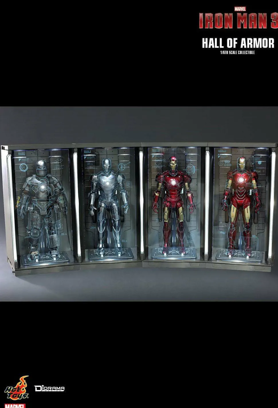 Iron Man 3 - Hall of Armor 1/6th Scale Hot Toys Action Figure Diorama Accessory (Set of 4)