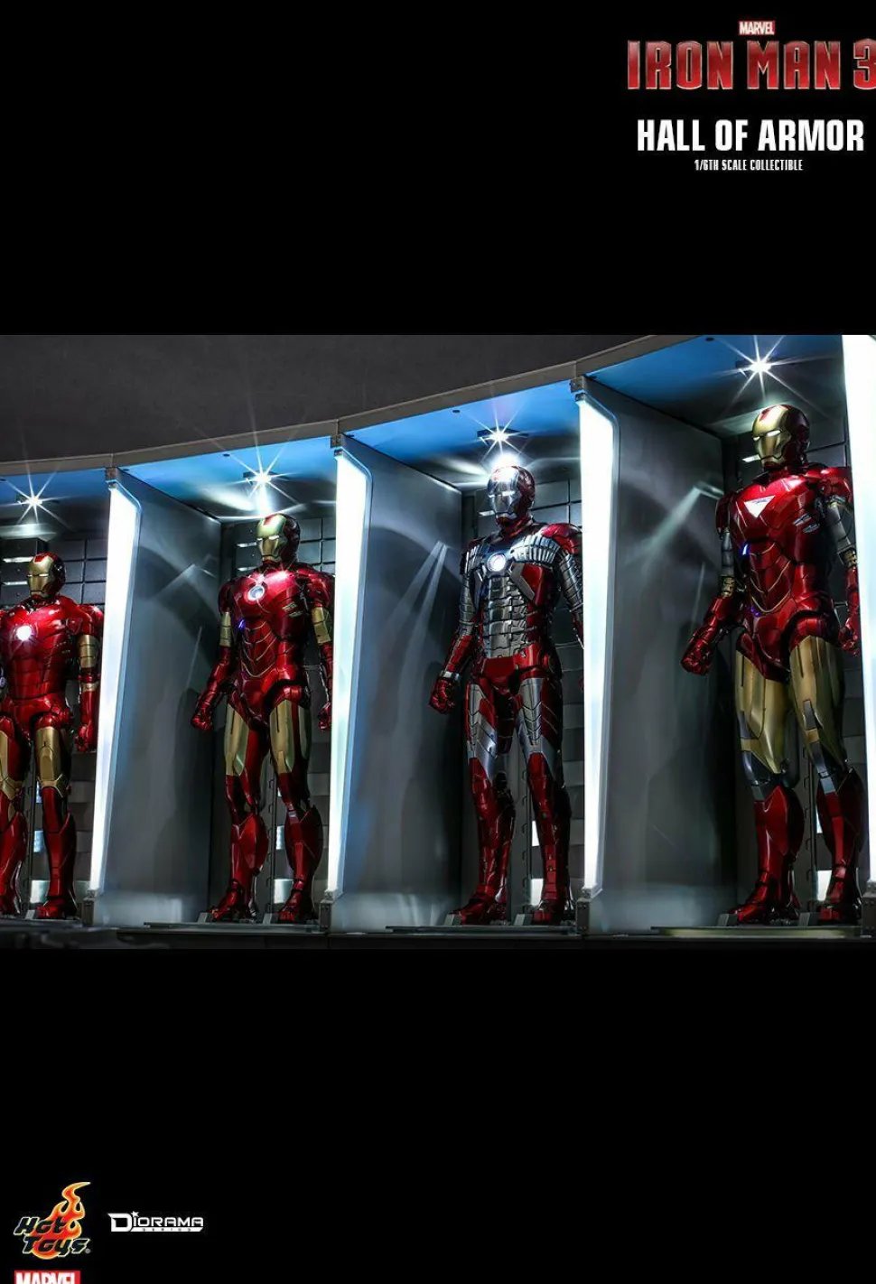 Iron Man 3 - Hall of Armor 1/6th Scale Hot Toys Action Figure Diorama Accessory (Set of 4)