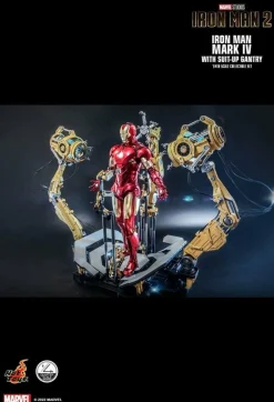 Iron Man 2 - Iron Man Mark IV with Suit-Up Gantry Deluxe 1/4 Scale Hot Toys Action Figure Set