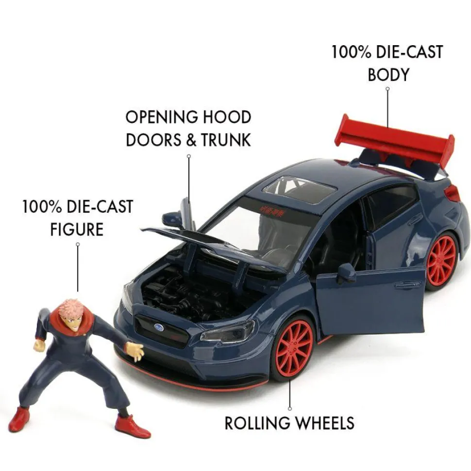 Jujutsu Kaisen - Yuji Itadori & 2016 Subaru WRX STI Widebody Anime Hollywood Rides 1/24th Scale Die-Cast Vehicle Replica