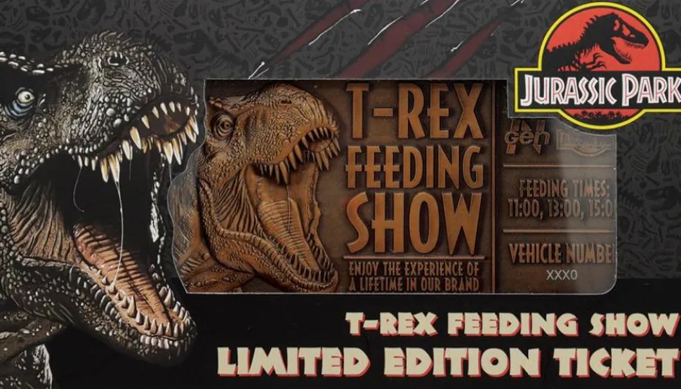 Jurassic Park - T-Rex Feeding Show Limited Edition Metal Ticket Replica